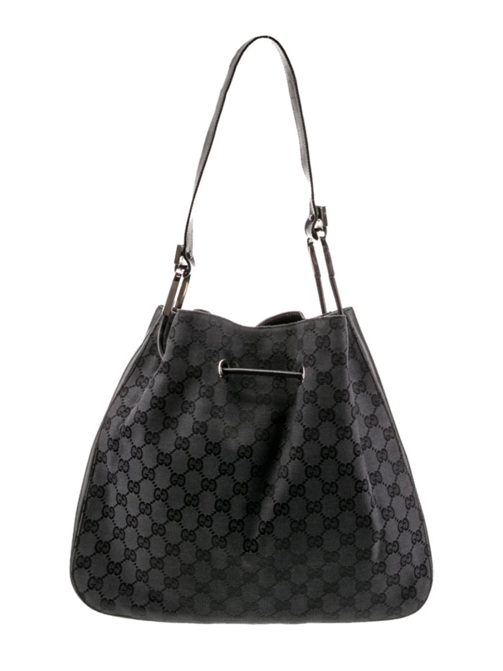 Vintage Gucci Tom Ford GG Supreme Monogram Drawstring Shoulder Bag Black